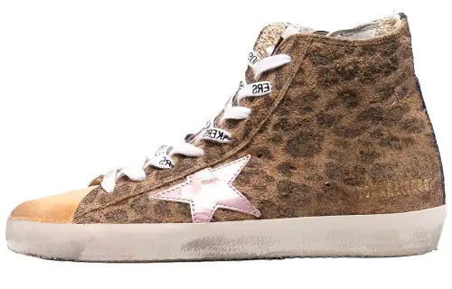 Golden Goose Francy Skateboard Shoes Women's High Top Beige Brown
