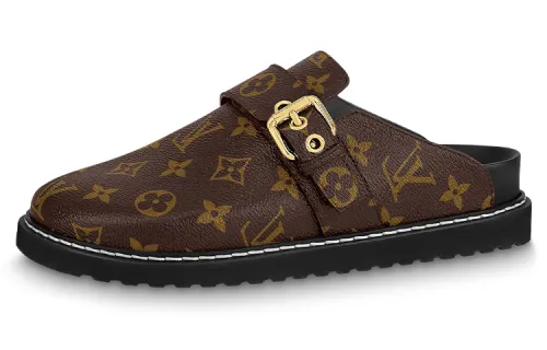 LOUIS VUITTON Closed Toe Slippers Women's Brown