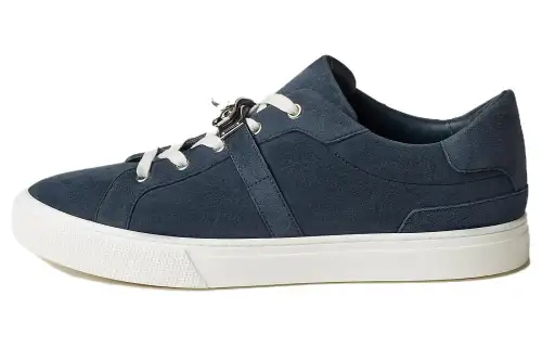 HERMES Day Suede Low top Skateboard Shoes Men's Blue