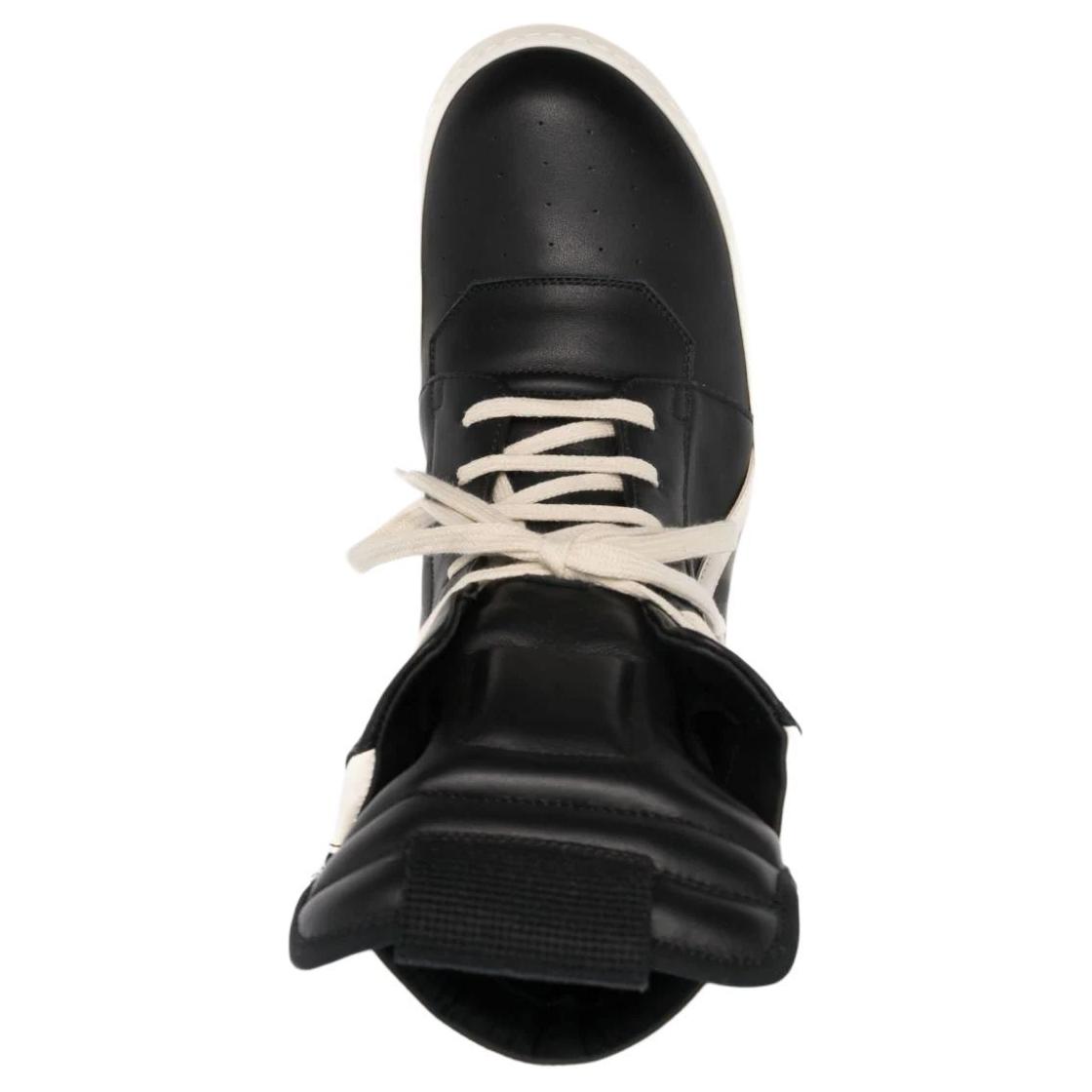 RICK OWENS/RO Cow Leather High top Skateboard Shoes Men's Black White