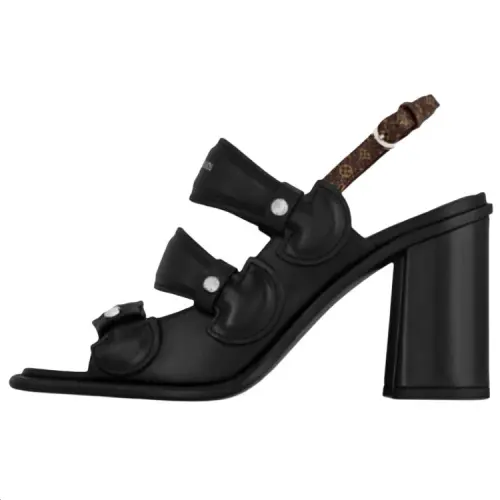 LOUIS VUITTON Berlin One Strap Sandals 8cm Women's Black
