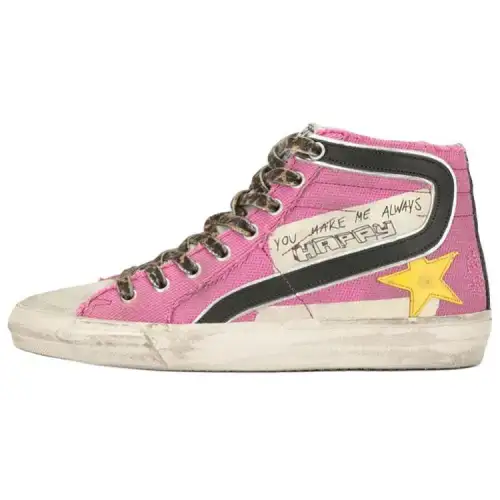 Golden Goose Slide Canvas Shoes Women's Mid Top Pink