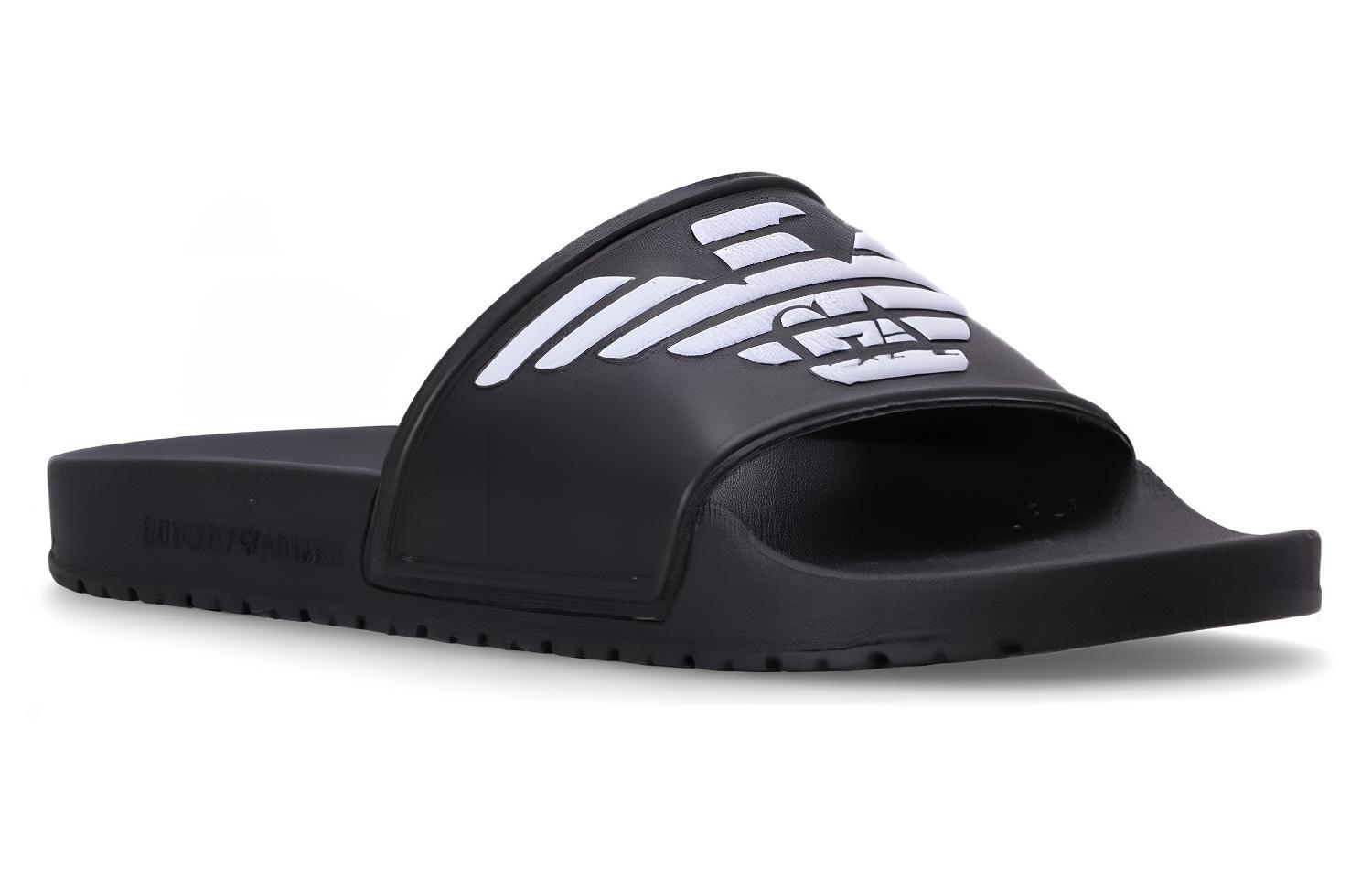 EMPORIO ARMANI Logo-embossed Ridged-sole Slides
