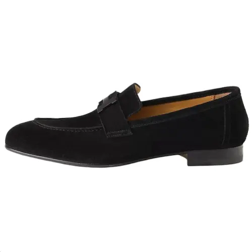 HERMES PARIS Suede Casual Shoes 2cm Men's Black