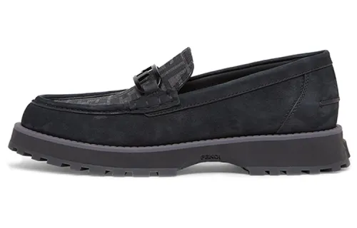FENDI Logo-print Leather Loafers