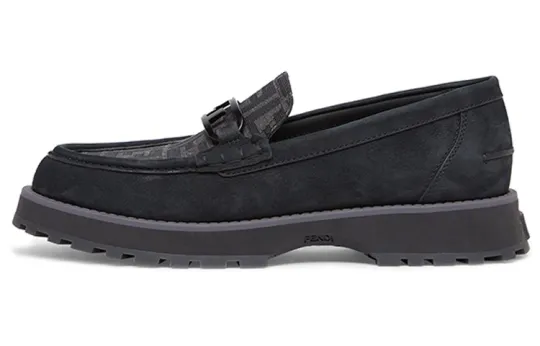 FENDI Logo-print Leather Loafers
