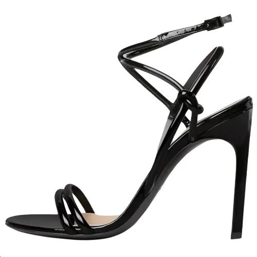 GUCCI Patent Leather One Strap Sole Sandal 10.5cm Women's Black