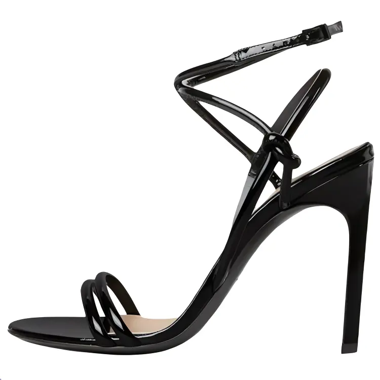 GUCCI Patent Leather One Strap Sole Sandal 10.5cm Women's Black