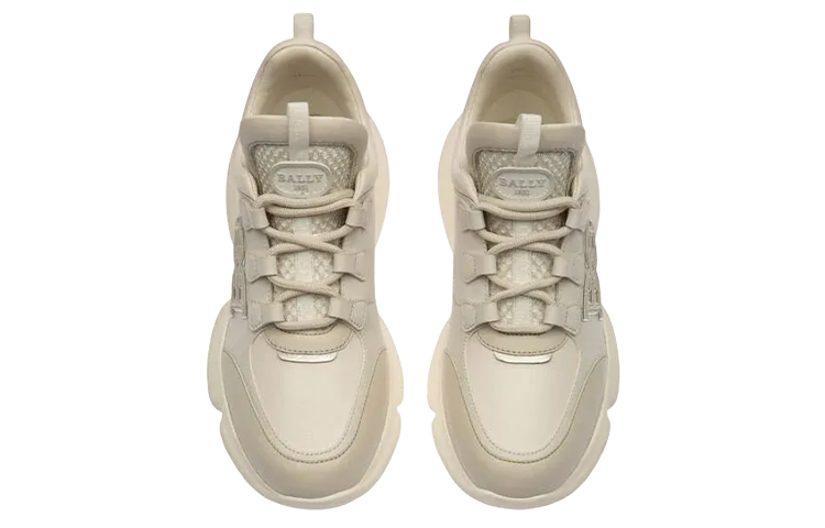 BALLY Maily Textile, Leather Fashion Mid top Chunky Sneakers Women's Gray White
