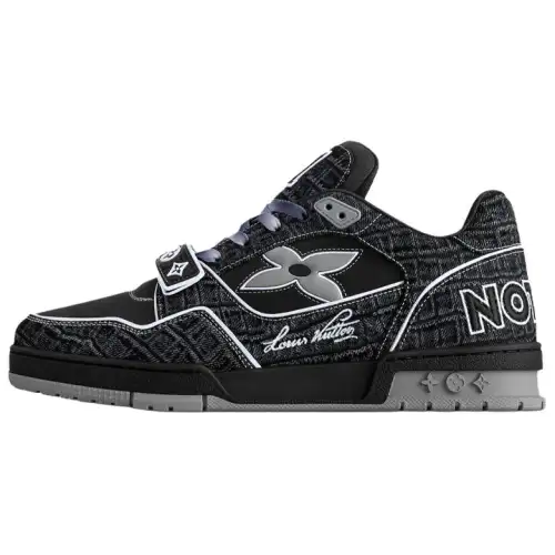 LOUIS VUITTON Trainer Denim Low top Skateboard Shoes Men's Black