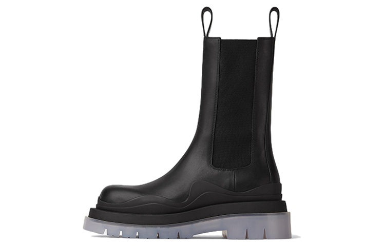 Bottega Veneta Bottega Veneta Tire Chelsea leather thick-soled pipe transparent mid-calf Chelsea boots 5.5cm women's black