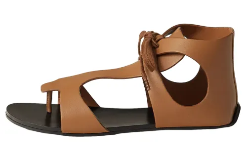 HERMES Galates One Strap Sandals Women's Brown