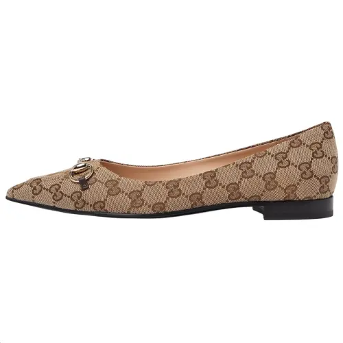 Gucci Wmns Slingback Ballet Flat 'GG Canvas - Beige Ebony' Women's