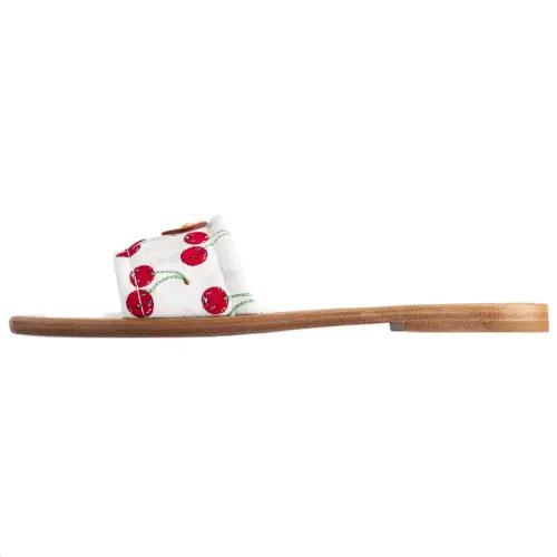 LOUIS VUITTON Cherry Lily Flat Mule X Takashi Murakami White Women's