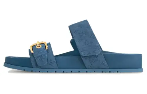 LOUIS VUITTON Bom Dia Fashion Slippers Women's Blue