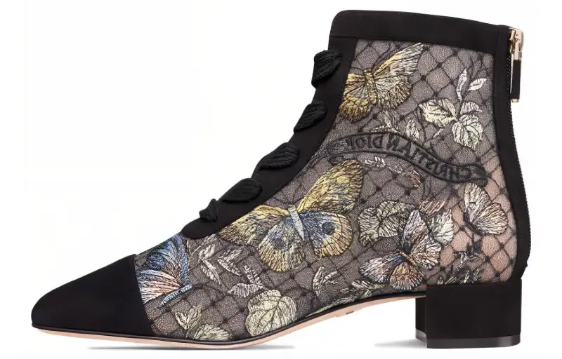 DIOR Naughtily D Mesh Ankle Boots 3cm Women's Black