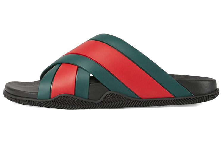 Мужские шлепанцы Gucci (красно-зеленые)