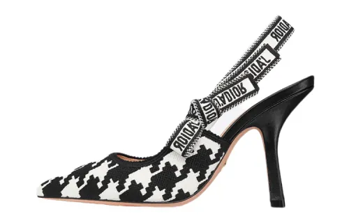 DIOR J'Adior Cotton Fabric Slim Heel High Heels Women's Black