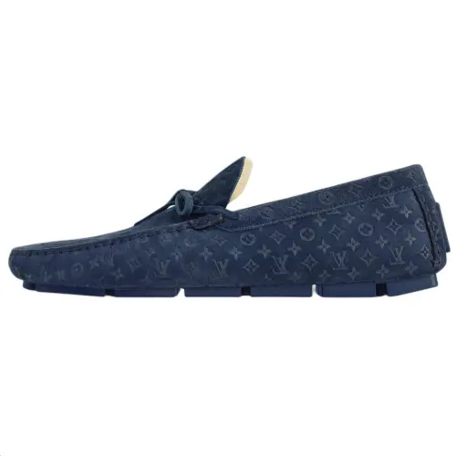 LOUIS VUITTON Driver Cow Leather Loafers Men's Blue