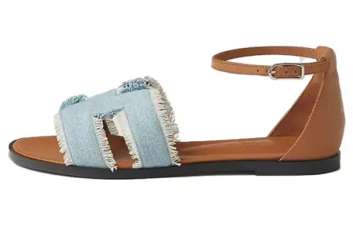 HERMES Santorini One Strap Sandals Women's Brown