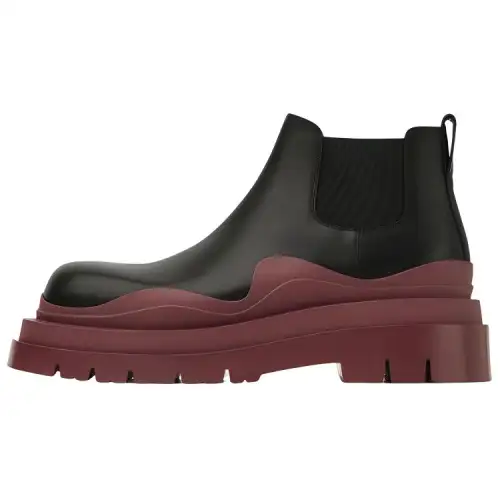 Bottega Veneta Leather Tire Chunky Sole Ankle Chelsea Boot Black Brown