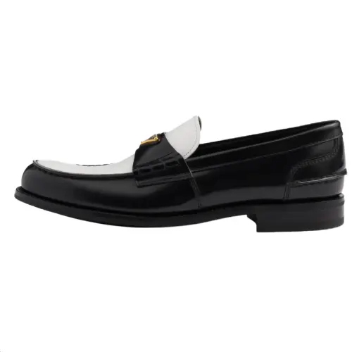 PRADA Leather Loafers Men's Black White