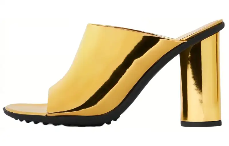 Bottega Veneta Atomic Chunky Heel Slide Slippers Women's Gold
