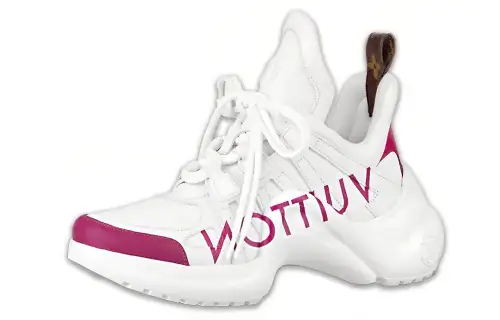 LOUIS VUITTON Archlight Cow Leather Low top Athletic Shoes Women's White Rose Red