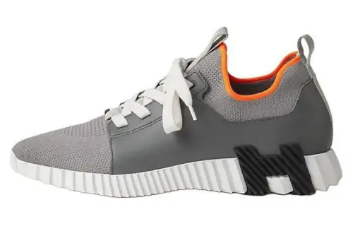 HERMES Depart Leather Low top Casual Shoes Men's Gray