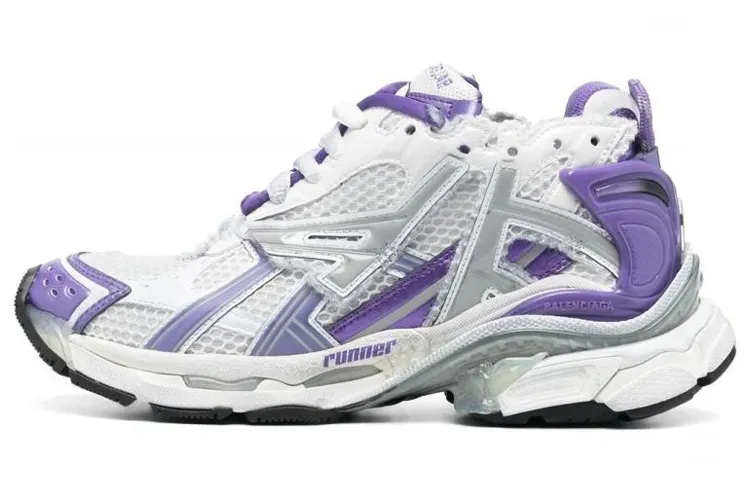 Balenciaga Runner Comfortable And Trendy Low top Chunky Sneakers Women's White Purple