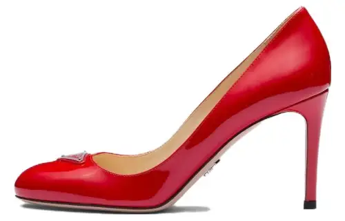 PRADA Patent Leather Slim Heel High Heels 8.5cm Women's Red