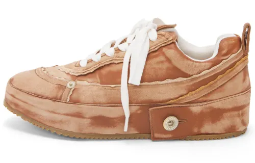 LOEWE DECONSTRUCTED Cow Leather Low top Stylish Skateboarding Shoes Men's Brown