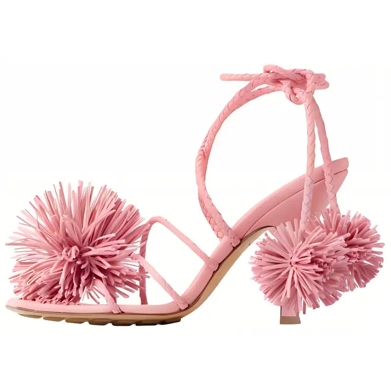 Bottega Veneta Adam Leather One Strap Sandals 9cm Women's Pink