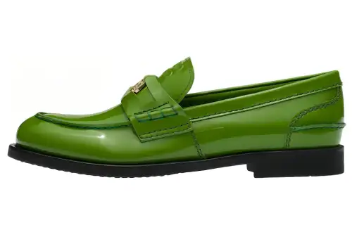 MIU MIU Penny Patent Leather Casual Shoes Women's Green