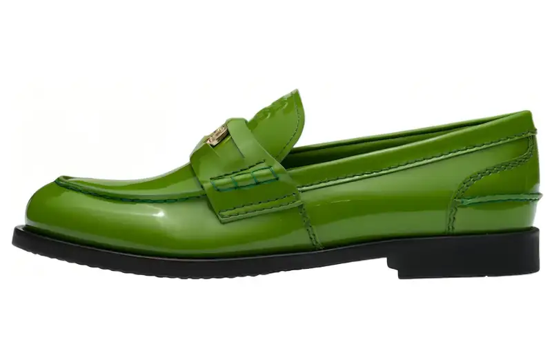 MIU MIU Penny Patent Leather Casual Shoes Women's Green