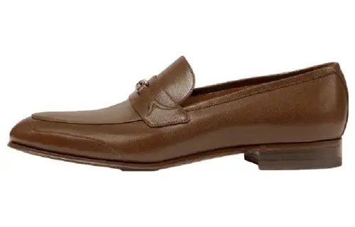 GUCCI Interlocking Collection Leather Casual Shoes Men's Brown