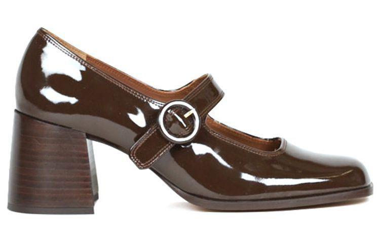 Carel Caren Chunky Heel Mary Jane Shoes Women's Chocolate