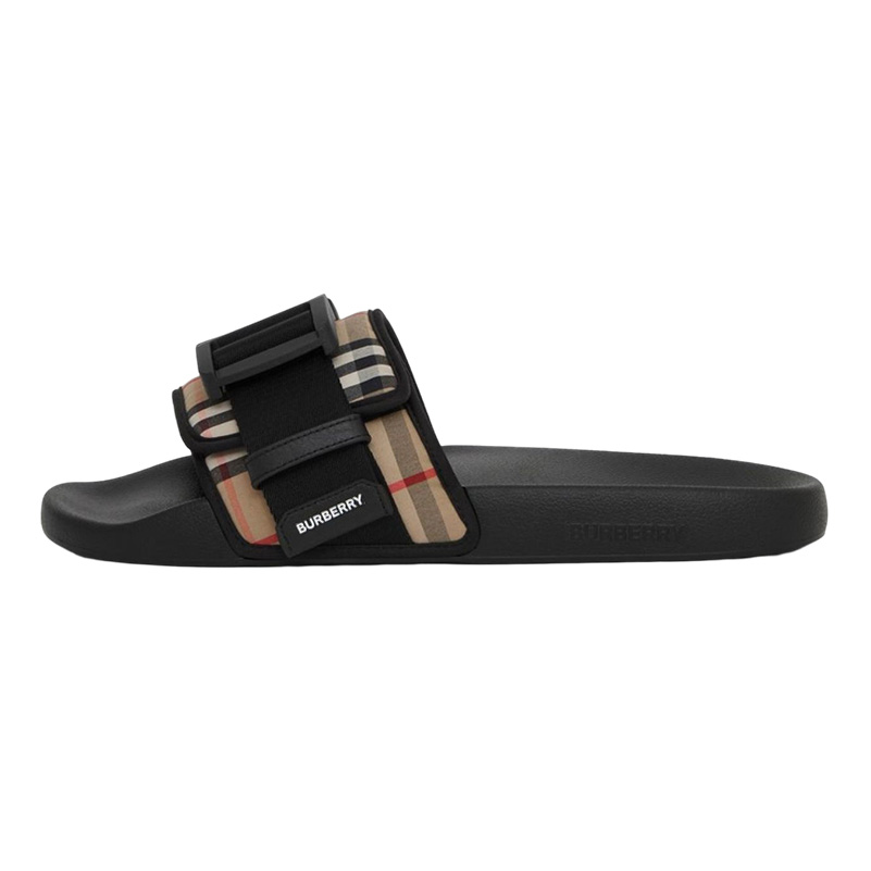 Burberry Vintage Check Buckled Slides Black