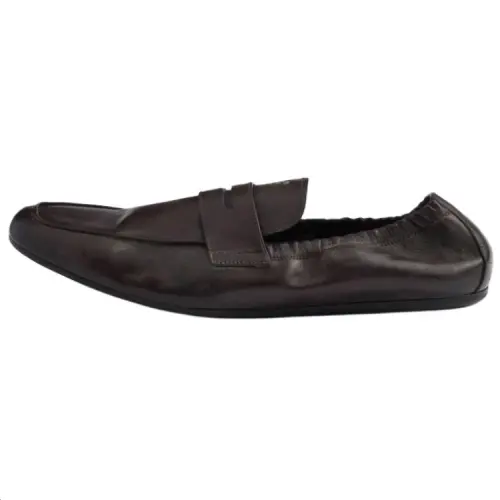 PRADA Shuffle Calfskin Casual Shoes Men's Brown