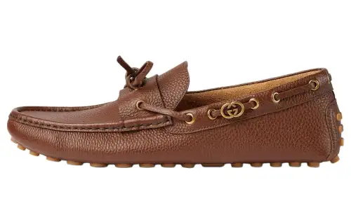 GUCCI Interlocking Gommino Loafers Men's Brown