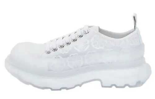 Alexander McQueen Tread Slick Low Lace Up White Transparent Women's