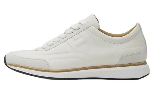 HERMES Easy Cow Leather Abrasion Resistant Abrasion Resistant Low top Casual Shoes Men's White