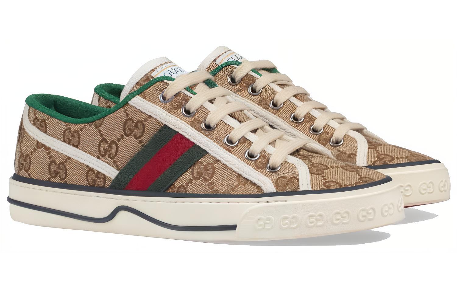 Женские кеды Gucci Tennis 1977 GG (коричневые) — фото 2