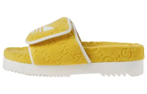 GUCCI X Adidas Originals GG Platform Sandals Yellow