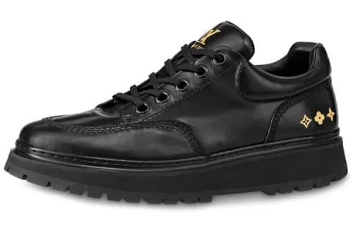 LOUIS VUITTON Abbesses Cow Leather Stylish Skateboarding Shoes Men's Black