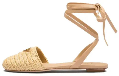 PRADA Leather Casual Shoes Women's Beige