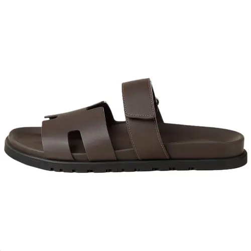 HERMES Chypre Slide Slippers Men's Brown
