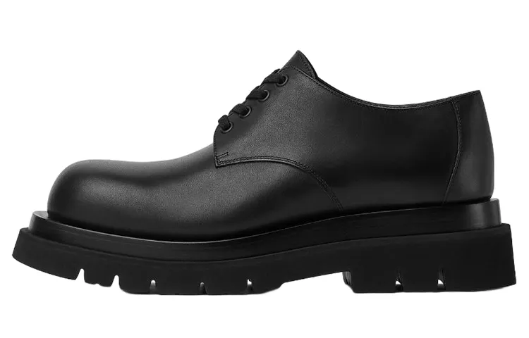 Bottega Veneta Lug Leather Lace Up Loafers Men's Black