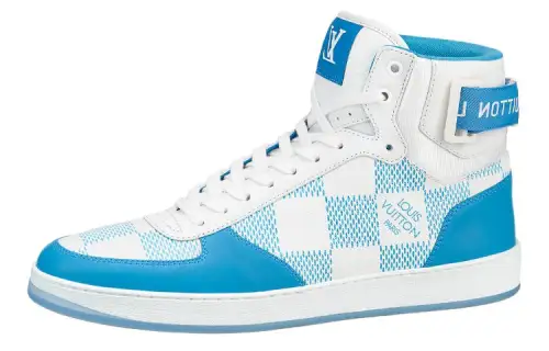 LOUIS VUITTON Rivoli Ankle Sneakers 'White With Blue Plaid'