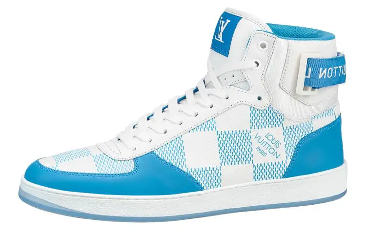 LOUIS VUITTON Rivoli Ankle Sneakers 'White With Blue Plaid'
